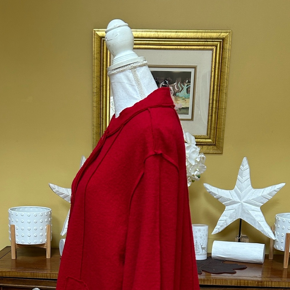 Coldwater Creek Women’s Vintage Artsy Wool Blend Red Holiday Jacket Coat Size 1X - Picture 7 of 15